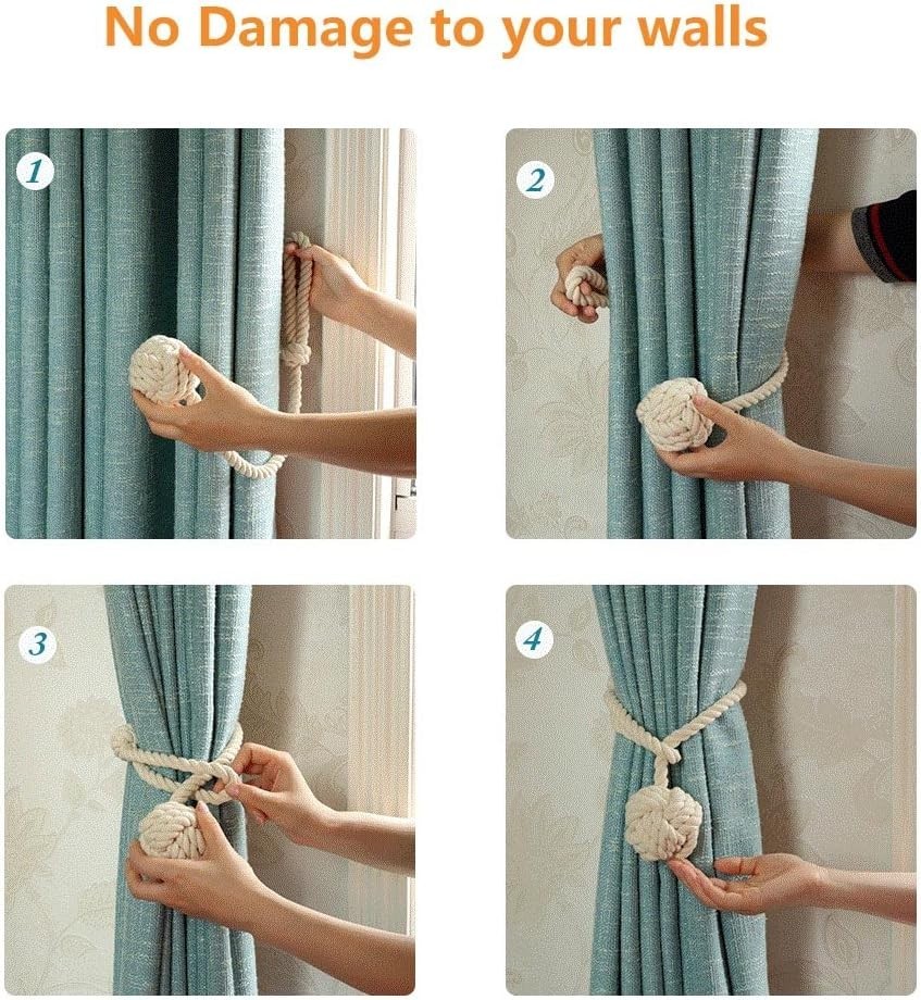 Rustic Beige Curtain Tiebacks - 2 Pack Heavy Duty Tiebacks for Medium Curtains