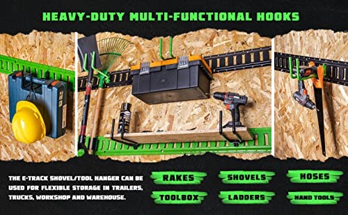 4-Pack E-Track Heavy Duty Shovel/Tool Hanger, E Track Hooks for Tools, 4 Pack