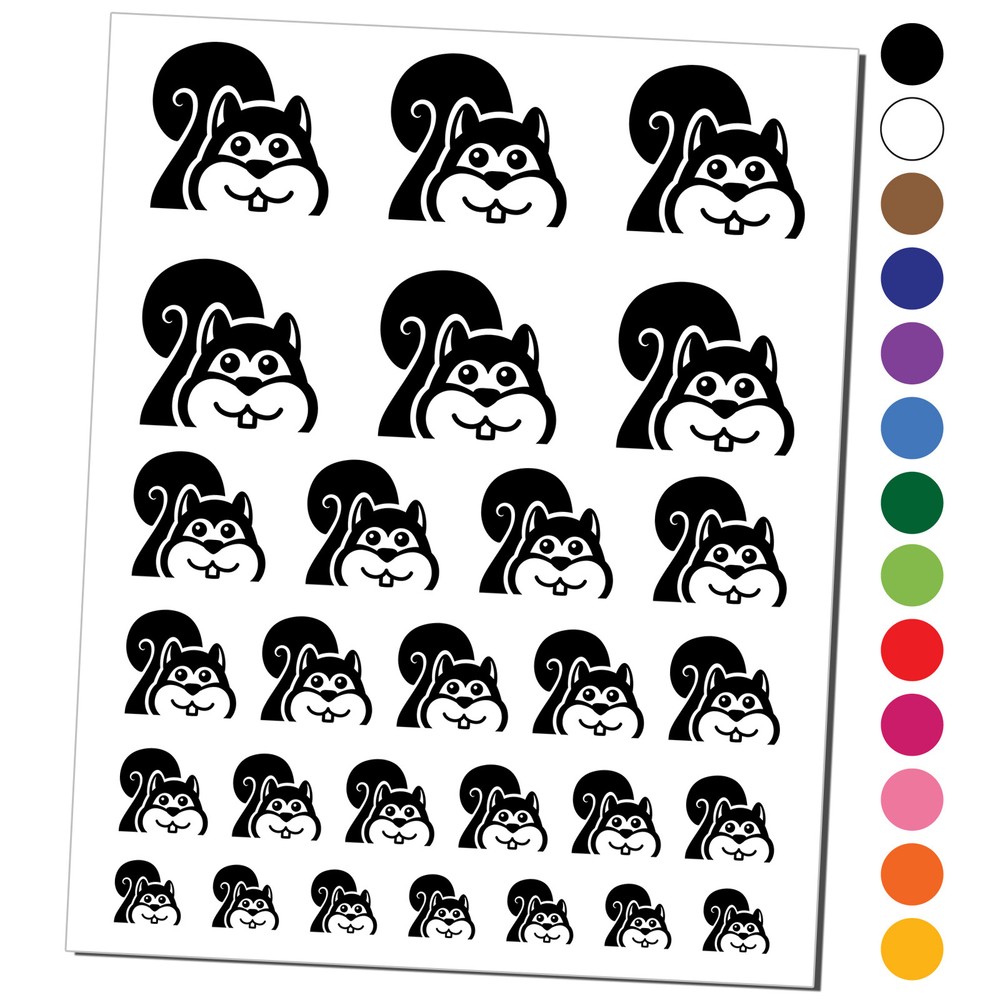 Peeking Squirrel Temporary Tattoo Water Resistant Set
