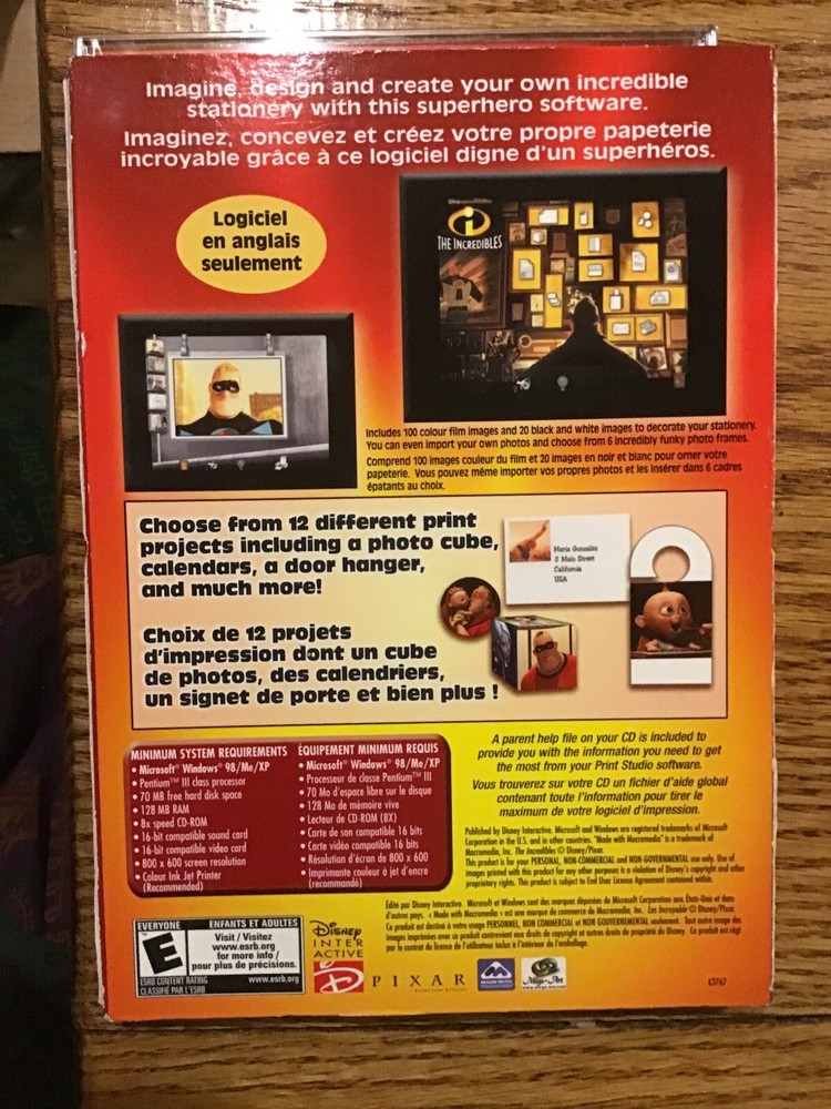 The Incredibles Print Studio Computer Software PC Windows