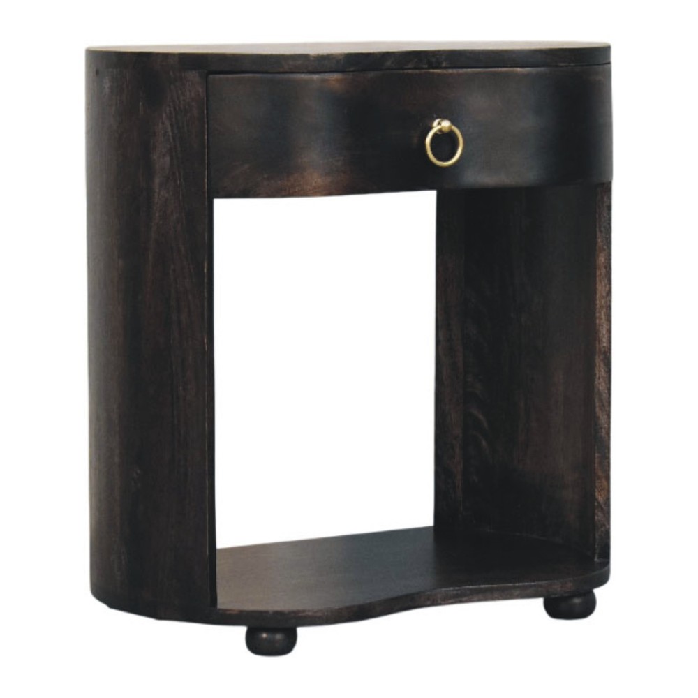 Solid Mango Wood Bedside Table, 1 Drawer, Modern Design, Fully Assembled