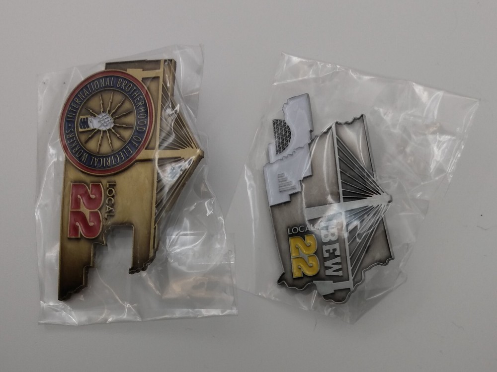 IBEW Lapel Pin Local 22 Omaha, NE. 2 interlocking pins.