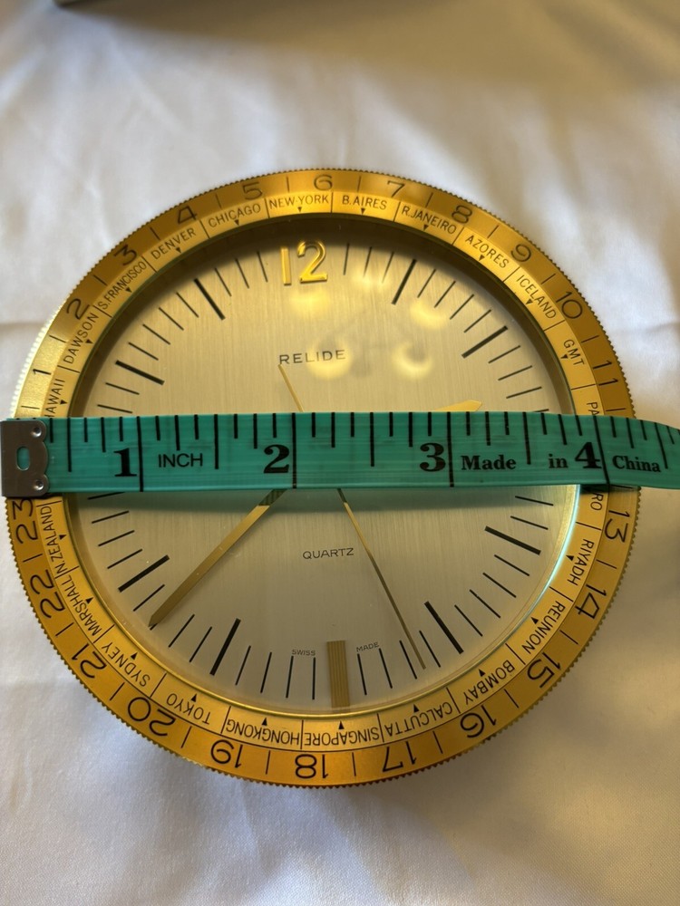 Relide Mid Century Modern Brass World Desk Clock