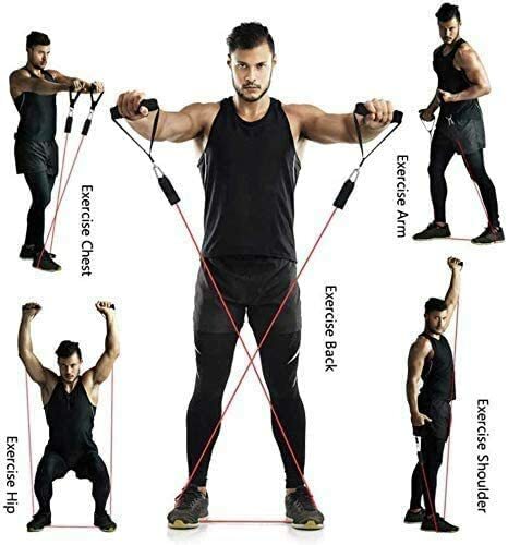 Resistance Bands Set with Stackable Exercise Bands,Non-Slip Foam Hanldes,Carry B