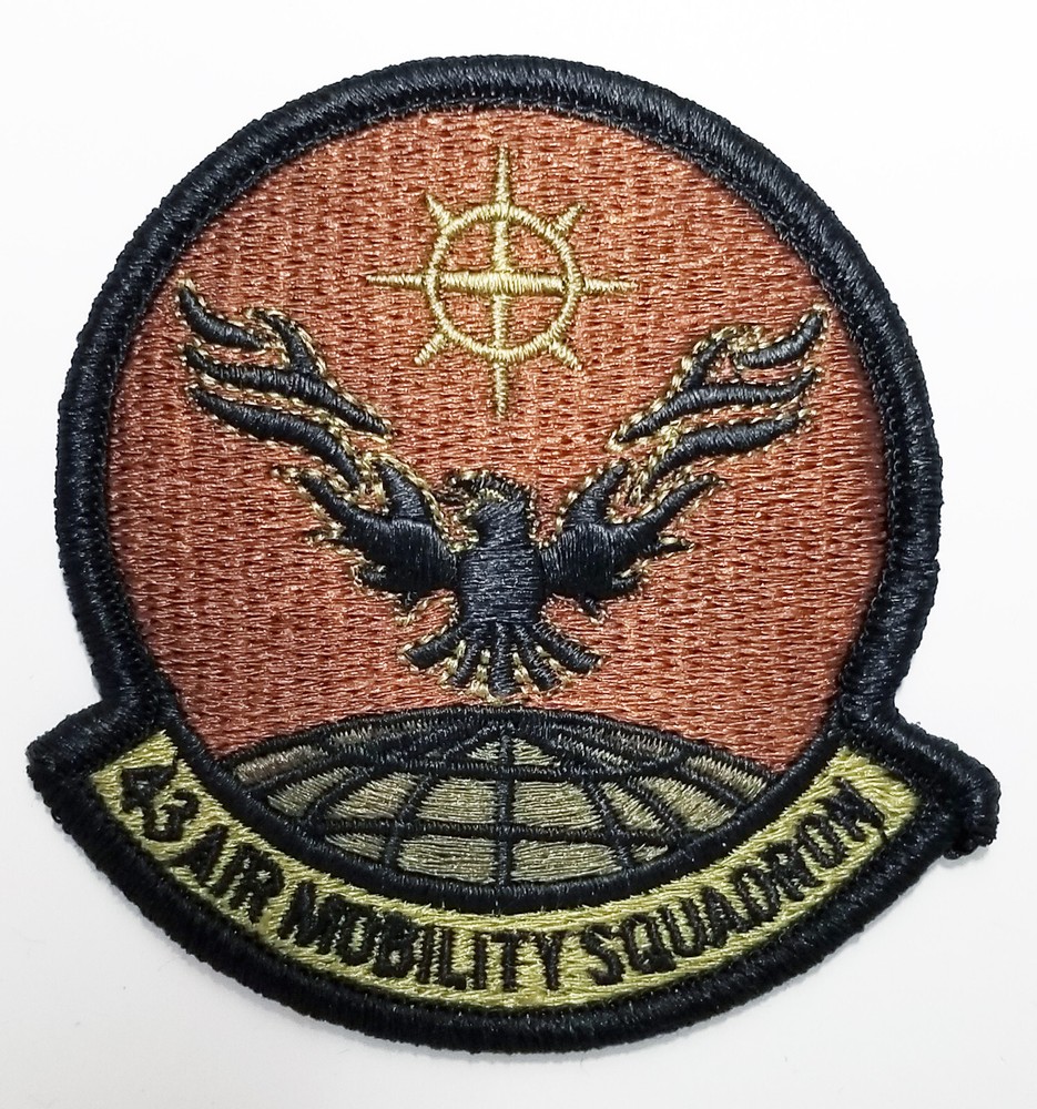 Air Force 43rd Air Mobility Squadron Subdued Hook Back Patch