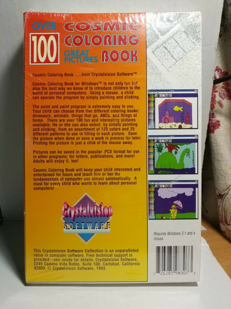 COSMIC COLORING BOOK-IBM/Windows software-3.5" diskettes-NOS-sealed
