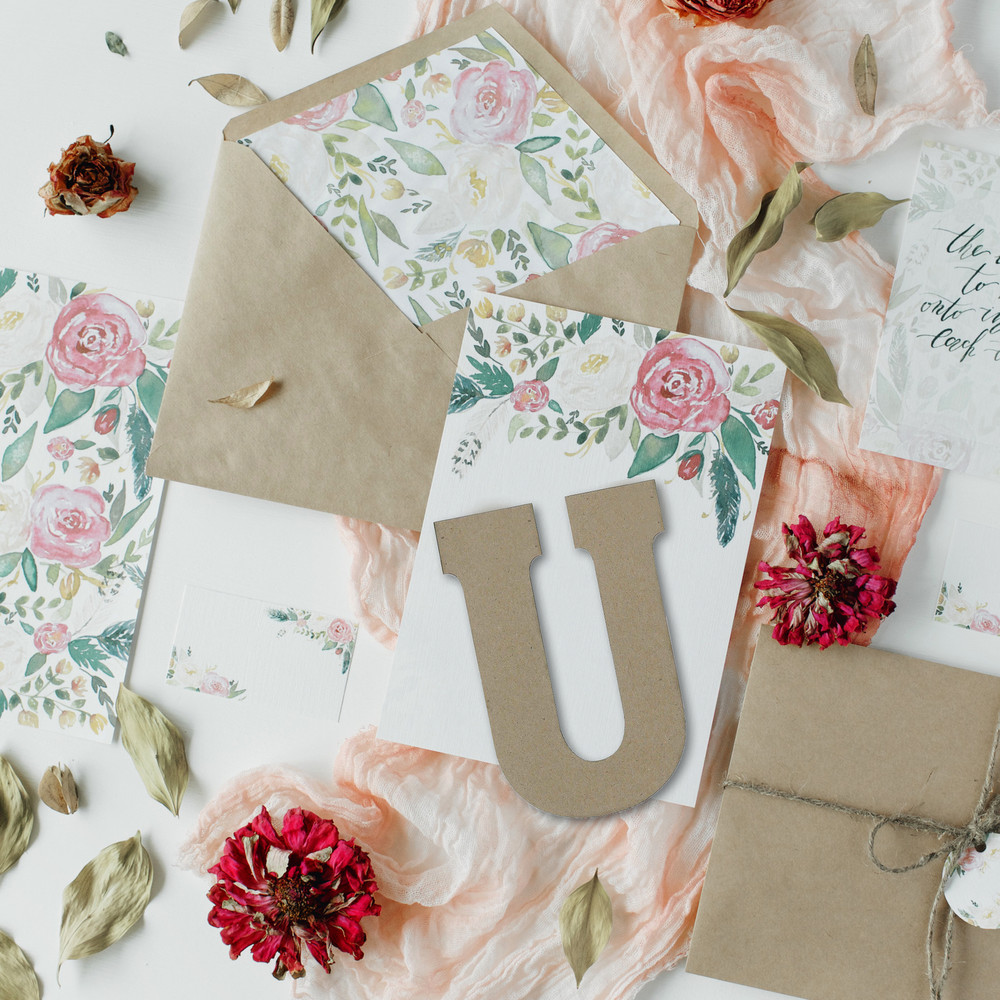 Chipboard Letter 8" U 1pc Natural