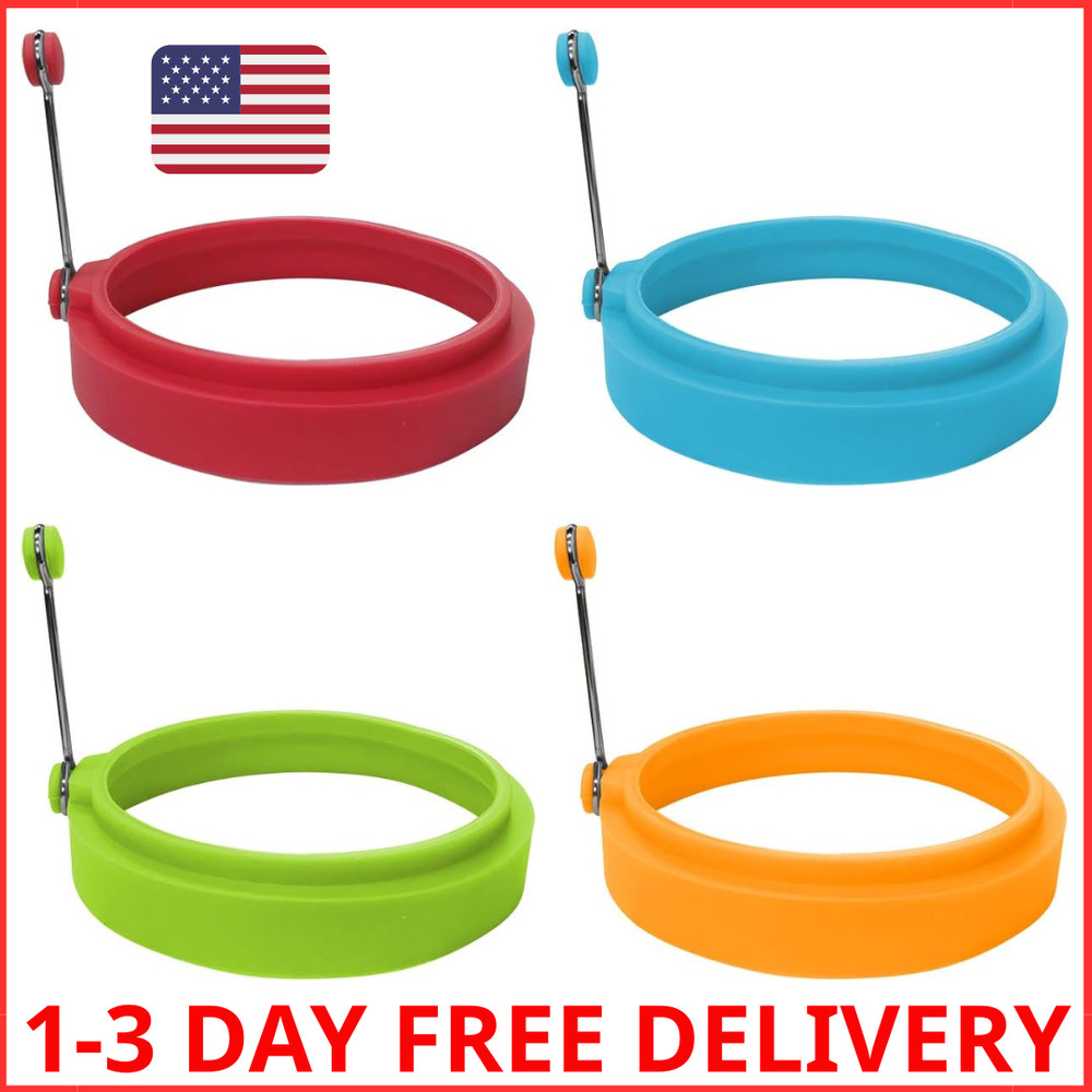 Food Grade Silicone Egg Rings, Multicolor, Egg Ring Molds for Cooking, Fried Egg