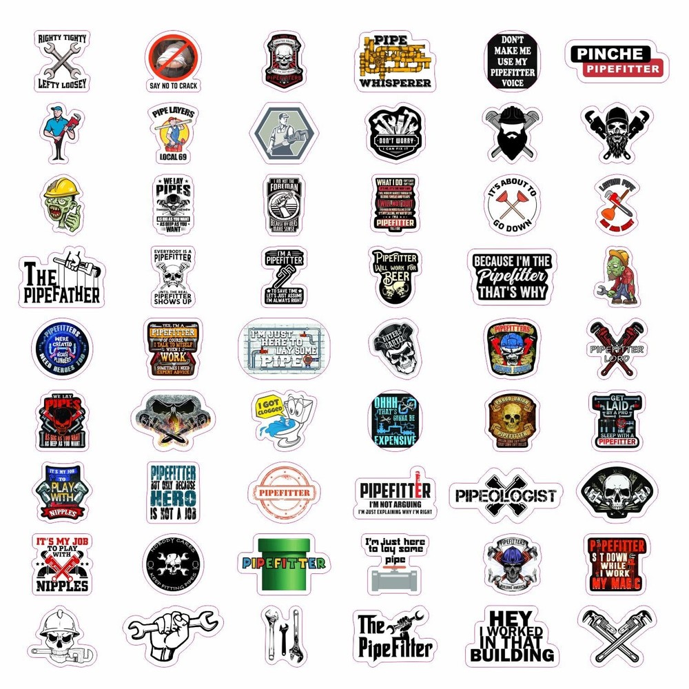 100 Pcs Funny Pipefitter Hard Hat Stickers, Cool Pipefitting Decals