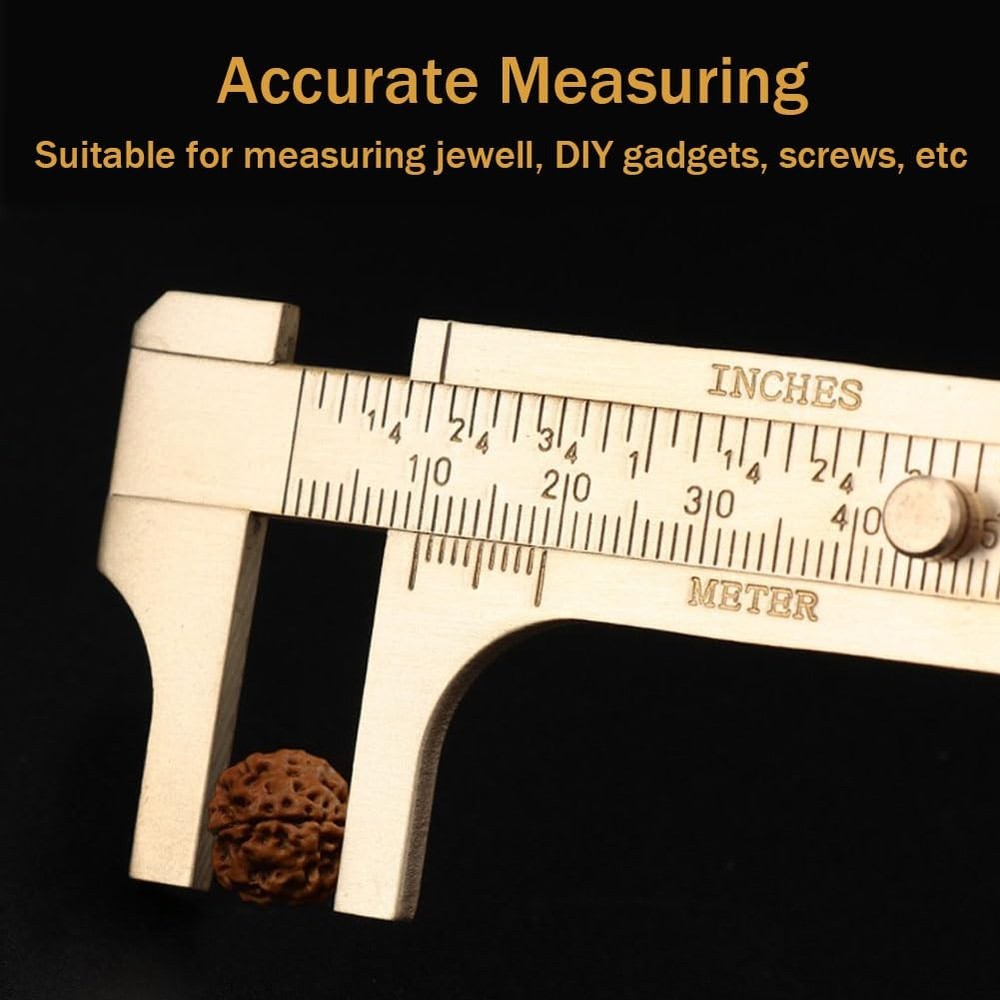 Brass Pocket Caliper with Double Scale Sliding Gauge Bead Measuring Tool Mill...