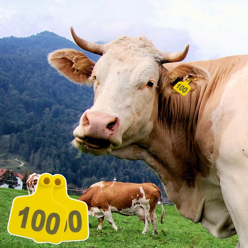 100PCS Numbered Cattle Ear Tags 001-100 for Livestock Identification