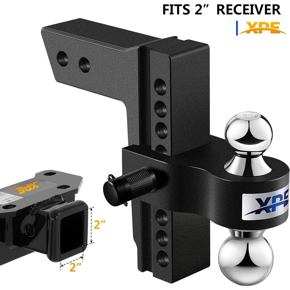 XPE Adjustable Drop Hitch 2" Receiver 8" Drop Rise Trailer Hitch Black