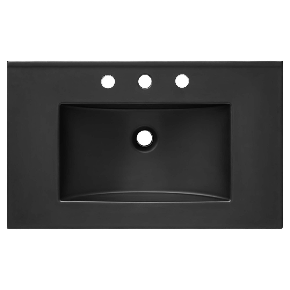 Modway Cayman Modern 30" Bathroom Sink in Black With Rectangular Basin