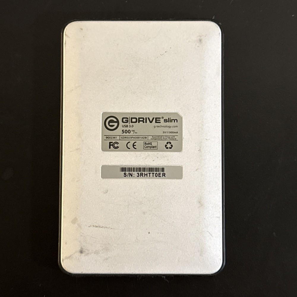 G-Drive Slim 500GB External USB Hard Drive Silver - USB 3.0 TESTED!!