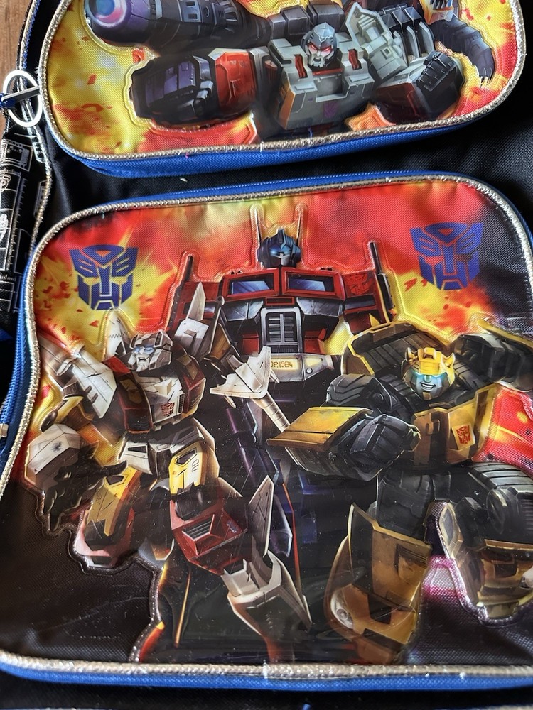 Transformers Rolling Backpack Small Black/Blue Polyester Zip, Wheels, Optimus