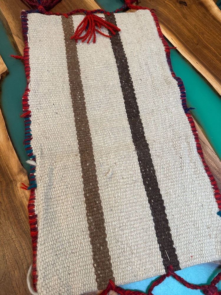 VTG Camel Saddle Middle Eastern Textile Boho Wool Tassels 29"x16"