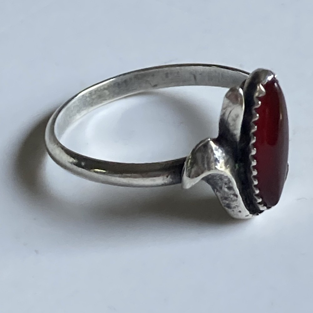 Ring sterling carnelian ring Native American Corn Motif 7