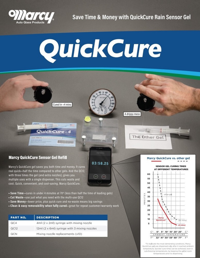 Marcy Quick Cure Auto Windshield Rain Sensor (Lens) Multi Gel Kit 12ml 2Part
