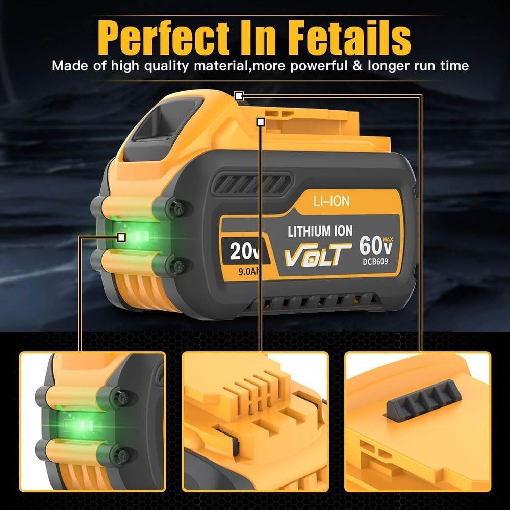 2Pack DCB609-2 DCB606 For DEWALT FLEXVOLT 20V/60V 12Ah MAX Li-Ion Battery