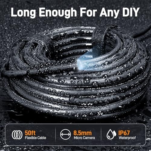 50FT USB-C Borescope Camera with Light for iPhone & Android - Waterproof Endosco