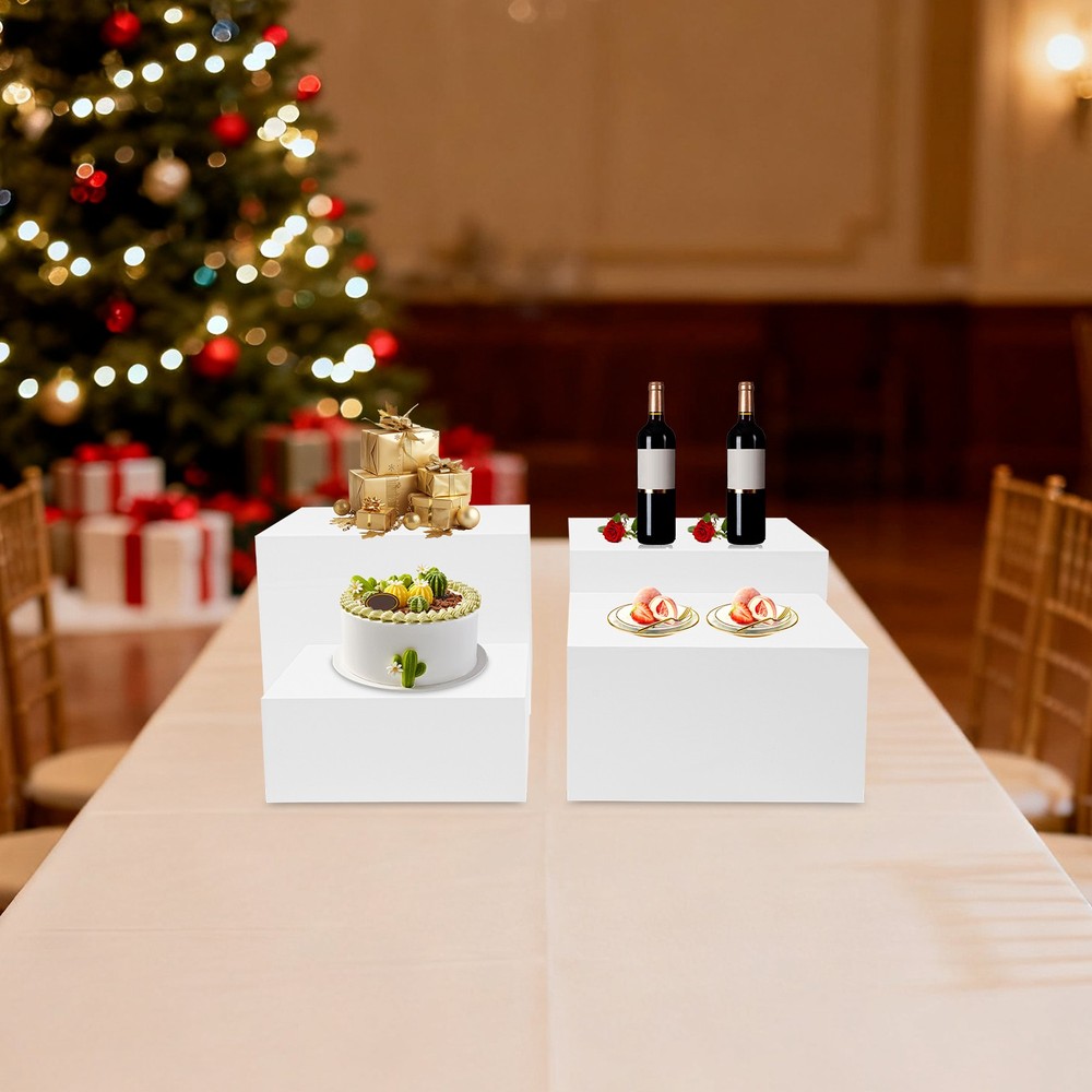 White Acrylic Stackable Organizer Stand 4Pcs Display Risers for Retail Shop