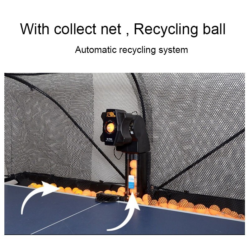 Automatic Table Tennis Robot Ping Pong Ball Machine Remote Control 200 Balls+Net