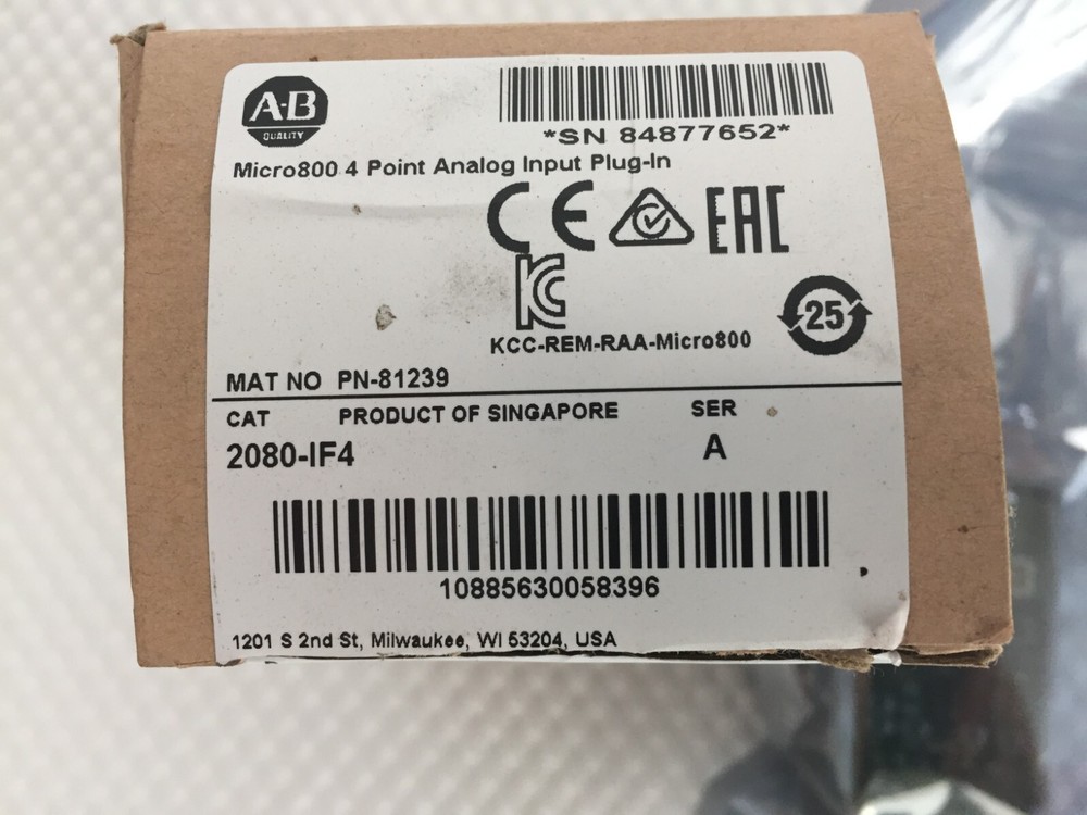 ALLEN BRADLEY 2080I4 MICRO800 4 POINT INPUT PLUG IN..78