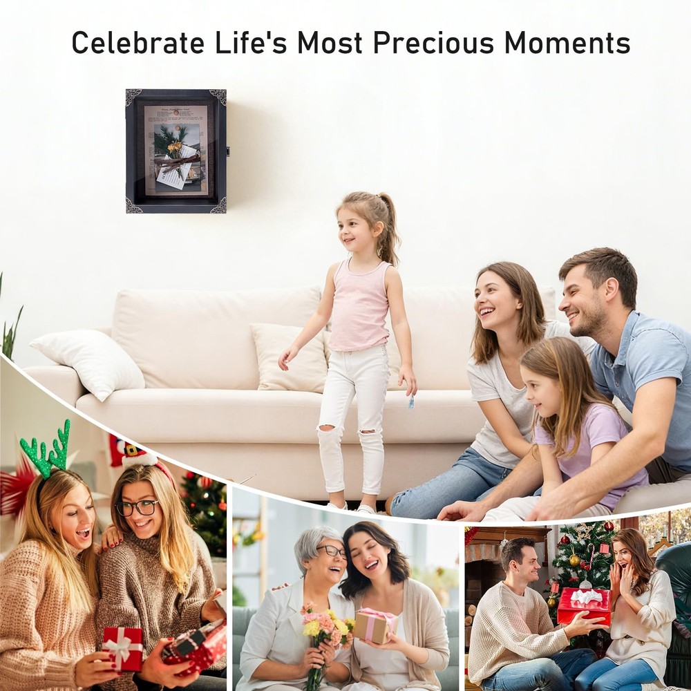 Shadow Box Frame 8x10 Deep Display Case Memorial Keepsake Wood Rustic Decor