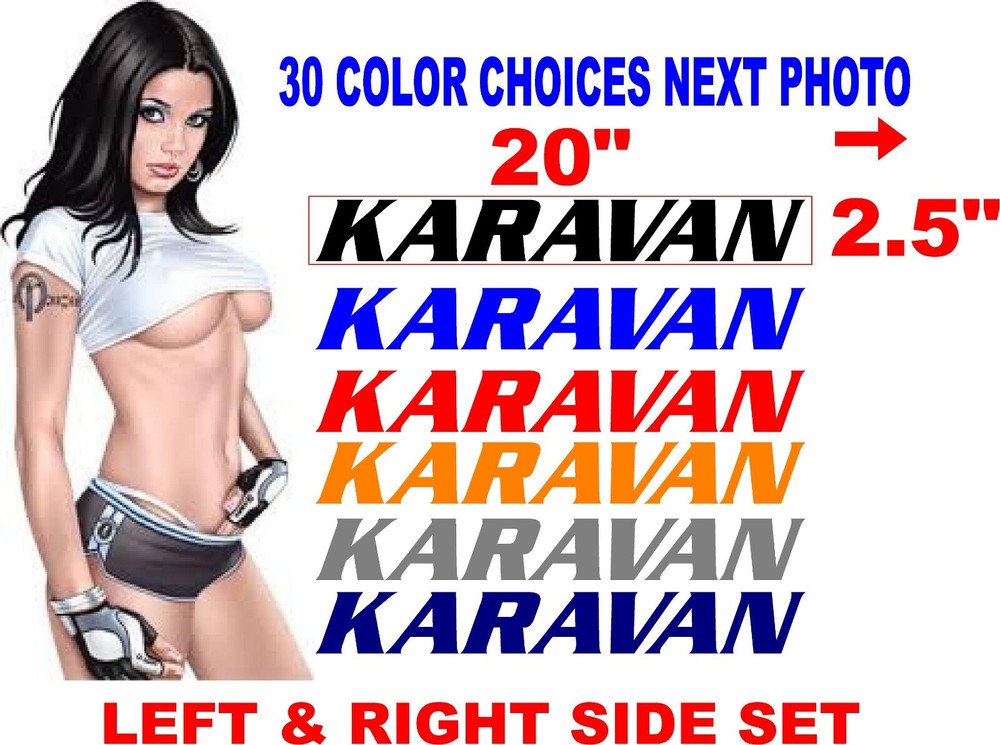 KARAVAN TRAILER DECALS REPLACEMENT 2 PC SET 30 COLOR OPTIONS