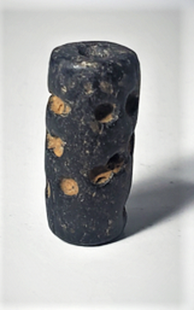 Ancient Black Steatite Dot Pattern Cylindical Seal Lot Uruk