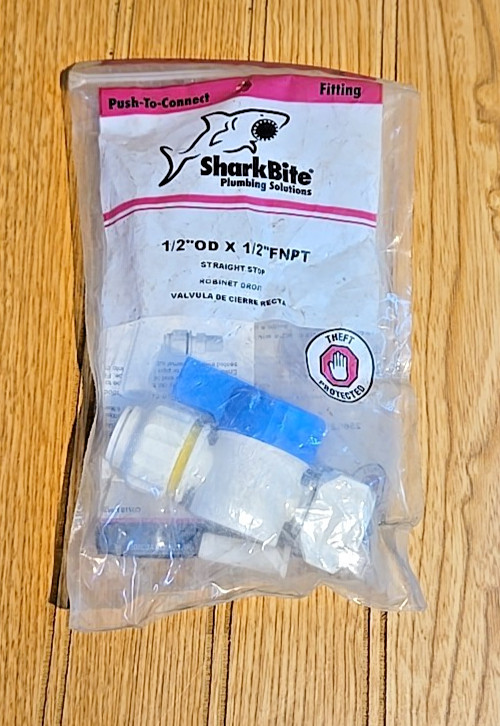 SharkBite 25662 250 PSI Plastic Straight Stop Valve 1/2 Push x 1/2 FPT Dia. in.