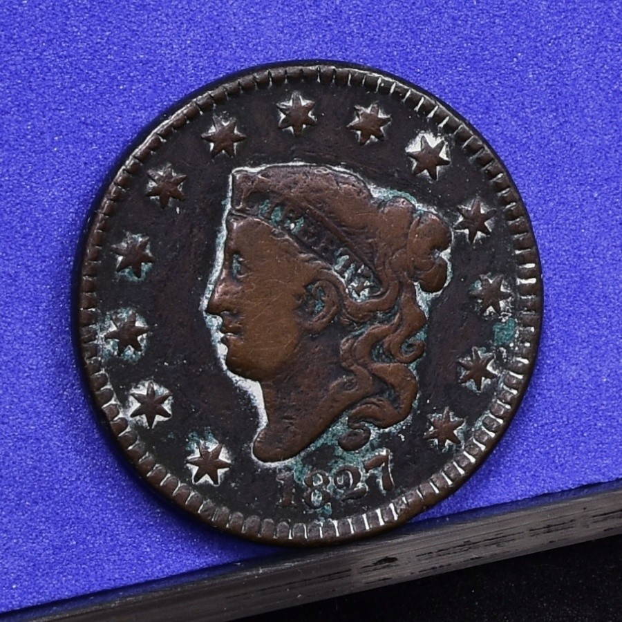 1827 Large Cent - VF Details, Corroded & Cleaned (#60284-L)
