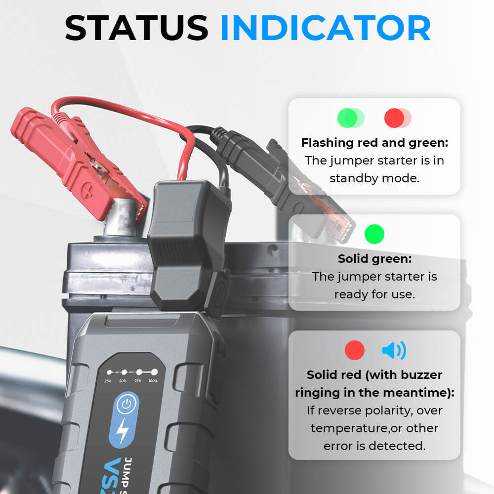 TOPDON Super Capacitor VS2000 Car Jump Starter 2000A Quick Charge Booster