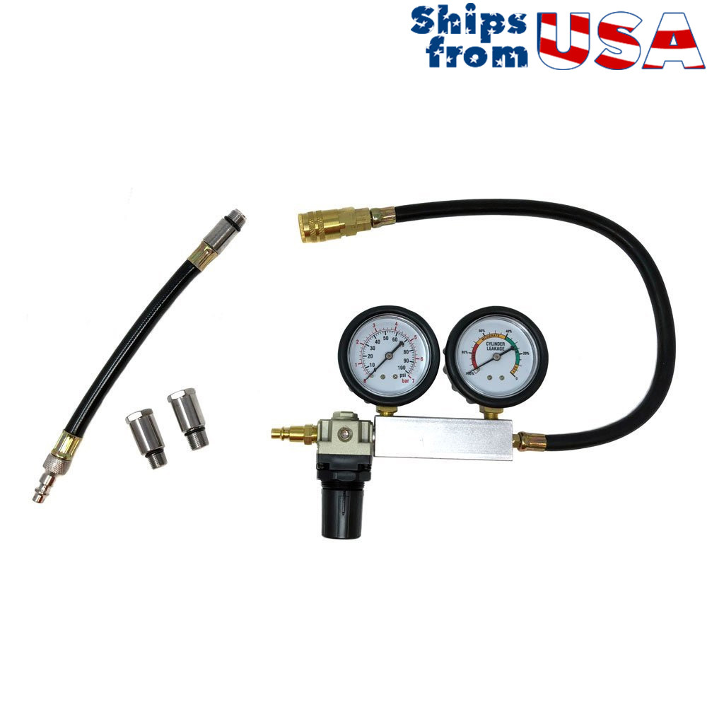 Engine Cylinder Dual Gauge Leakdown Tester kit Diagnostics Tool