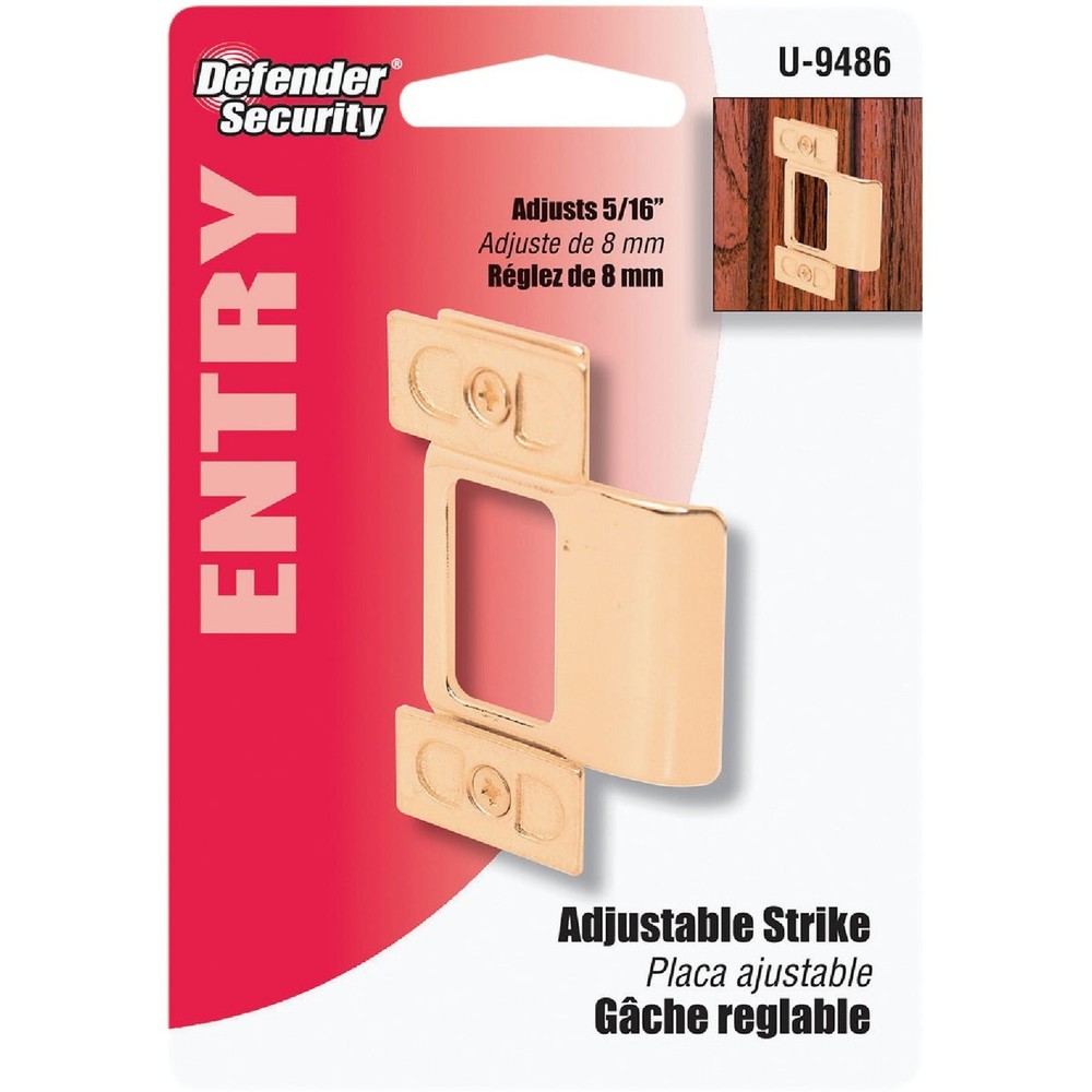 Defender Security Small Brass Adjust-A-Strike Plate U 9486 PRIME-LINE Defender