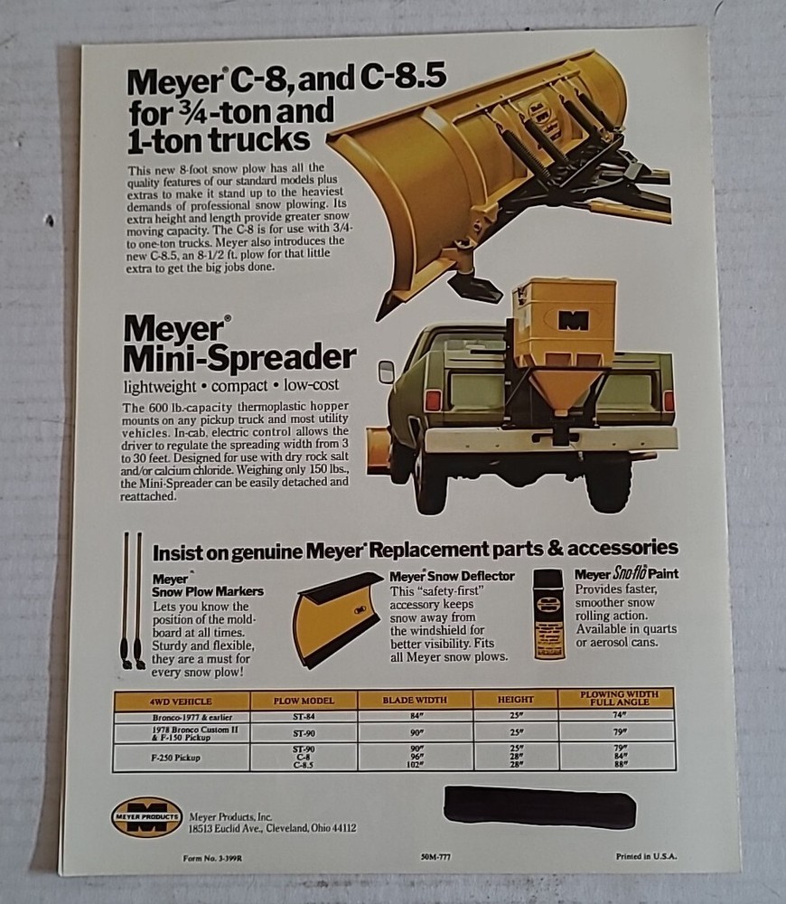 The Meyer Snow Plow Ford Brochure Advertising