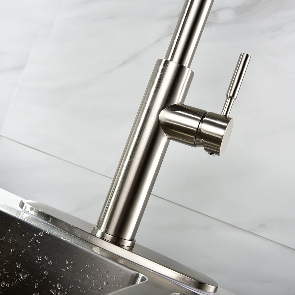 Single-Handle Spring Spout Kitchen Sink Faucet with Pull Down Sprayer