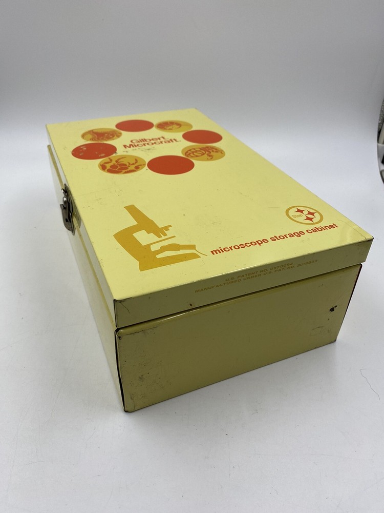 Vintage 1972 Gilbert Microcraft Microscope W/ Metal Case M8349