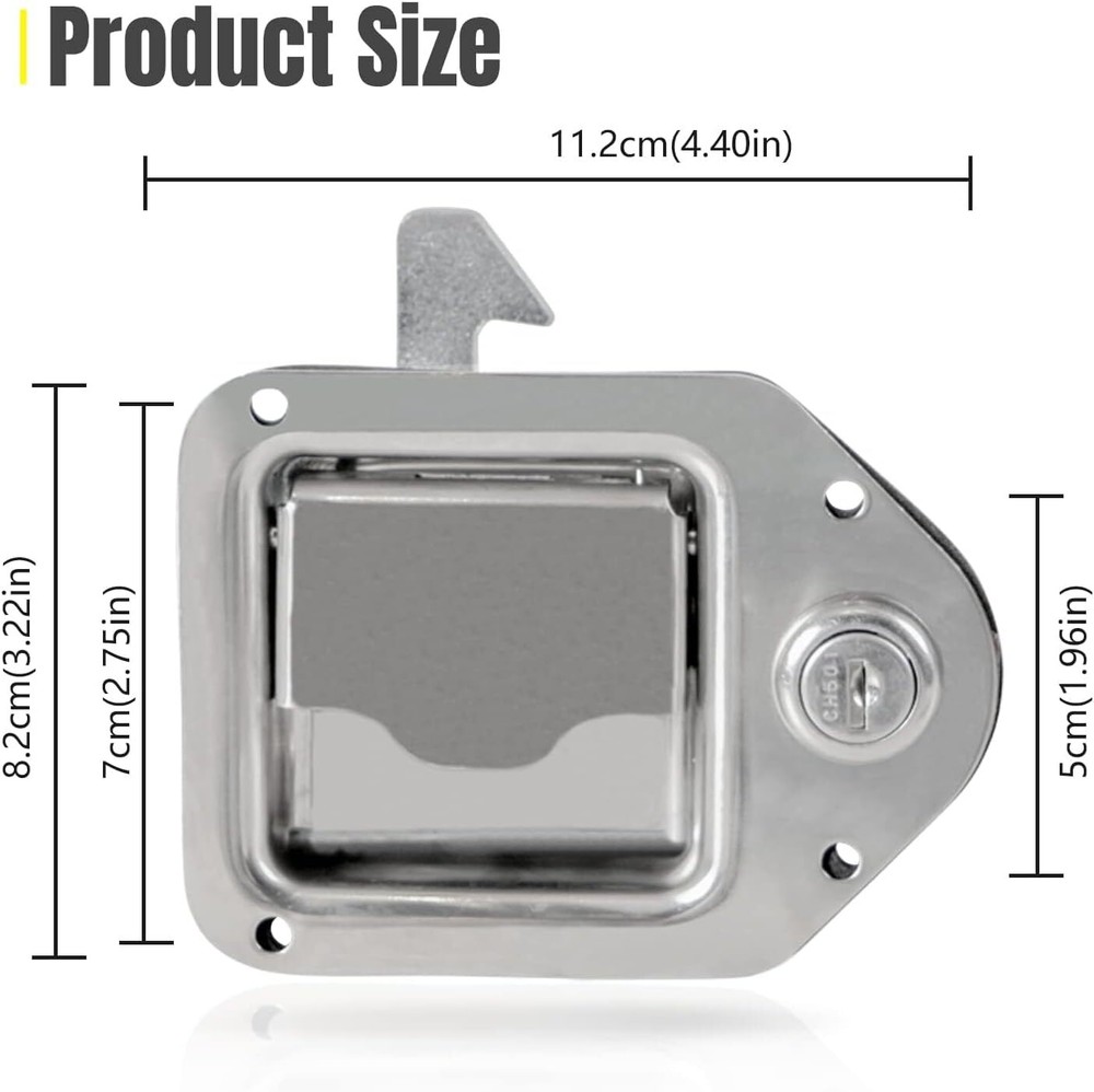 2Pcs Truck Tool Box Latch Toolbox Paddle Lock Replacement Handle Stainles