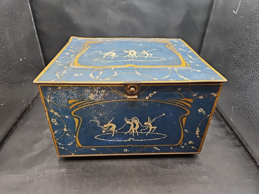 1920's Globe Soap Hinged Top Tin- Dancing Nymphs