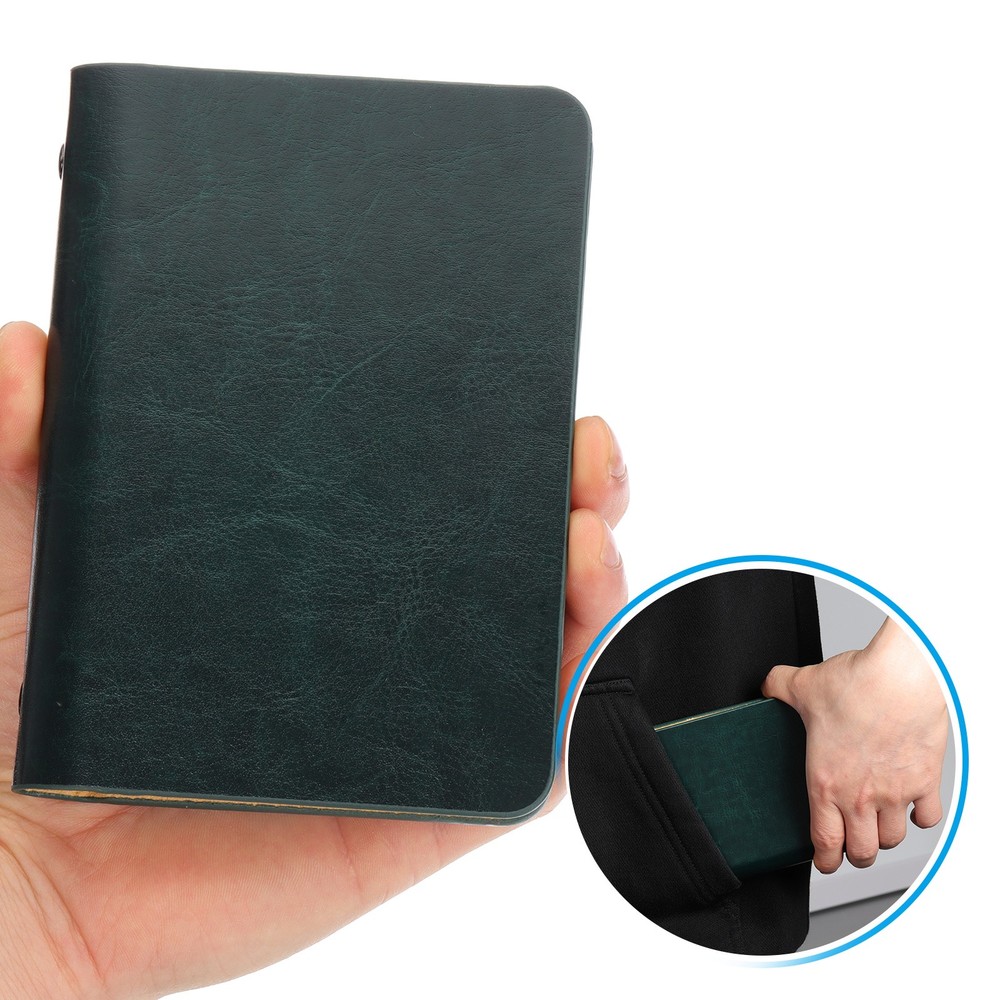 6 Ring Binder Cover 2 Pack A7 Notebook Binder 50 Sheets Line Paper, Green