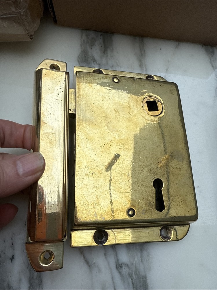 Antique Brass Rim Lock And Keep