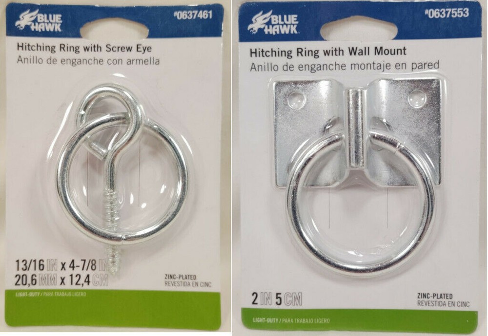 Blue Hawk Zinc Plated Hitching Ring - Choice Surface Mount & Screw Eyelet