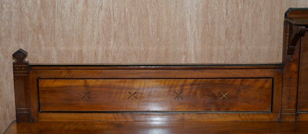 IMPORTANT GOTHIC PUGIN STYLE VICTORIAN WALNUT DWARF OPEN BOOKCASE 274CM WIDE