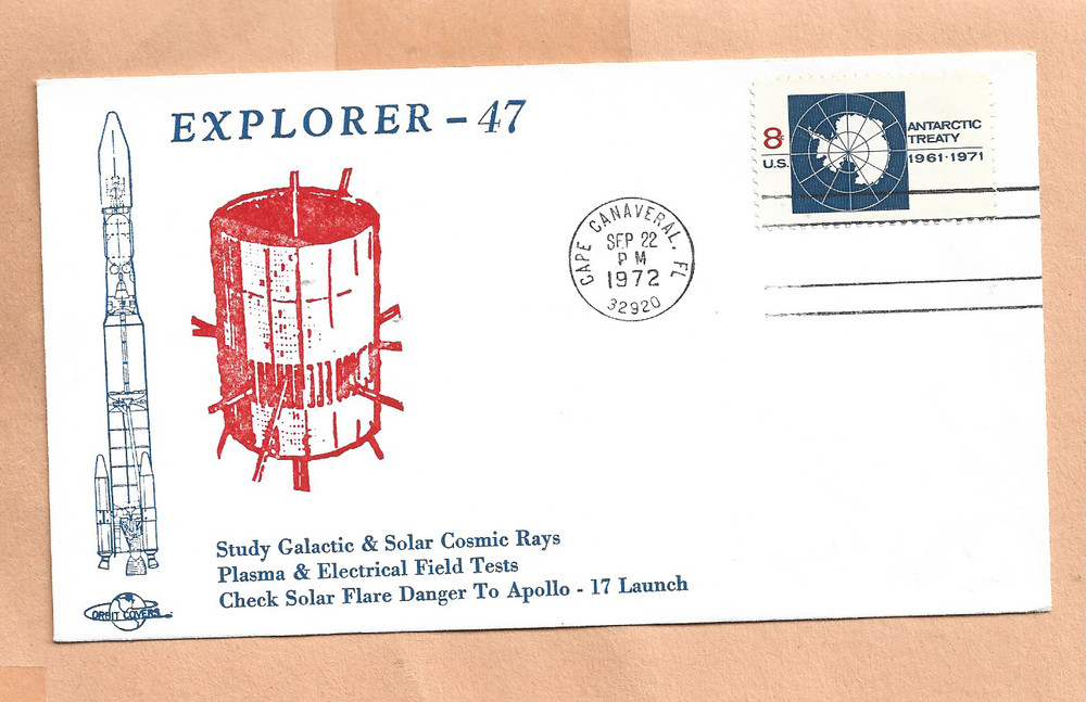 EXPLORER 47 LAUNCH SEP 22,1972 CAPE  ORBIT   SPACE COVER  NASA