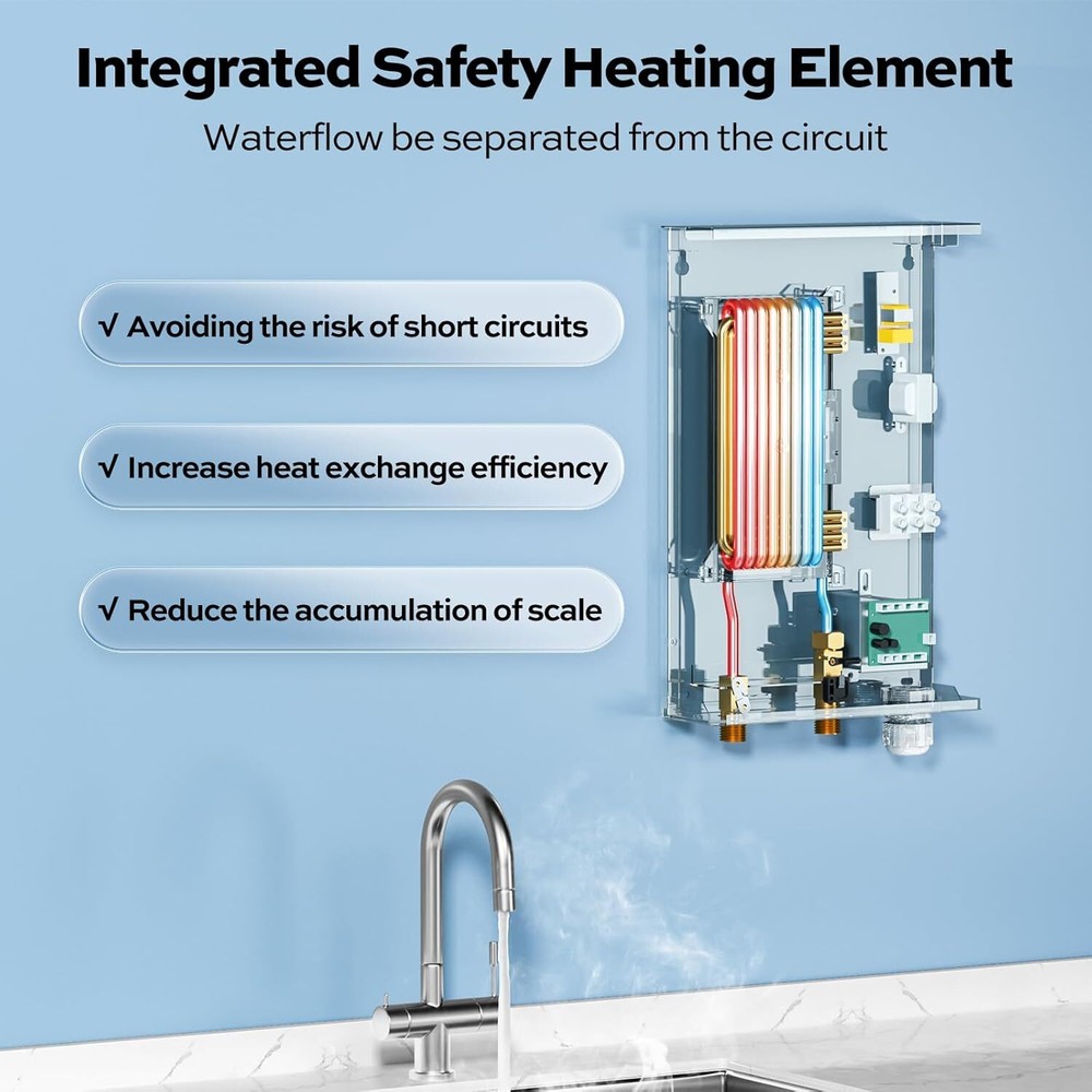 11kW 240V Tankless Water Heater Electric For Kitchen Sink Shower LED Display