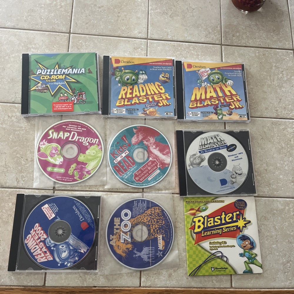 Math Blaster & Reading Blasters Games for PC CD Age 4-7, 4-11