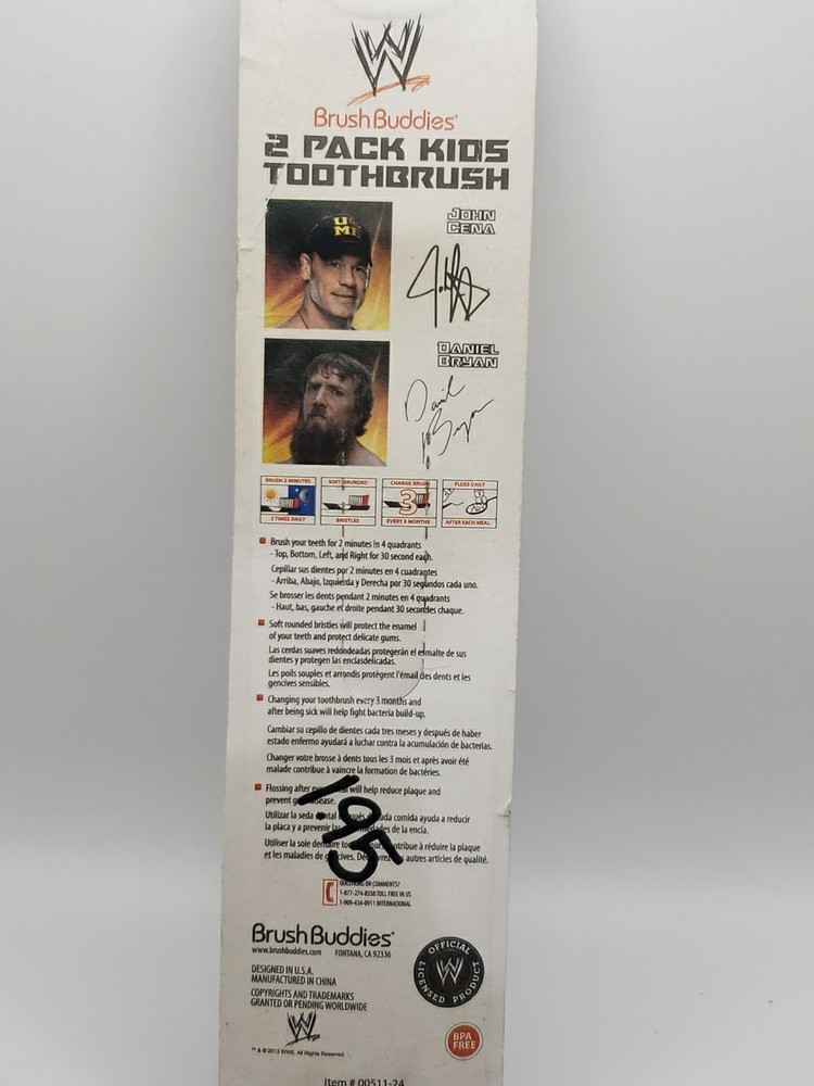 WWE John Cena & Daniel Bryan Brush Buddies Toothbrushes (Soft) - 2 pack