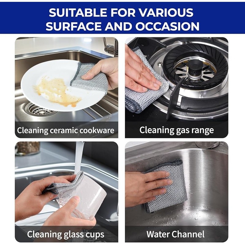 Reusable Non-Scratch Three-Layer Wire Cleaning Cloths Kitchen & Home Tasks New