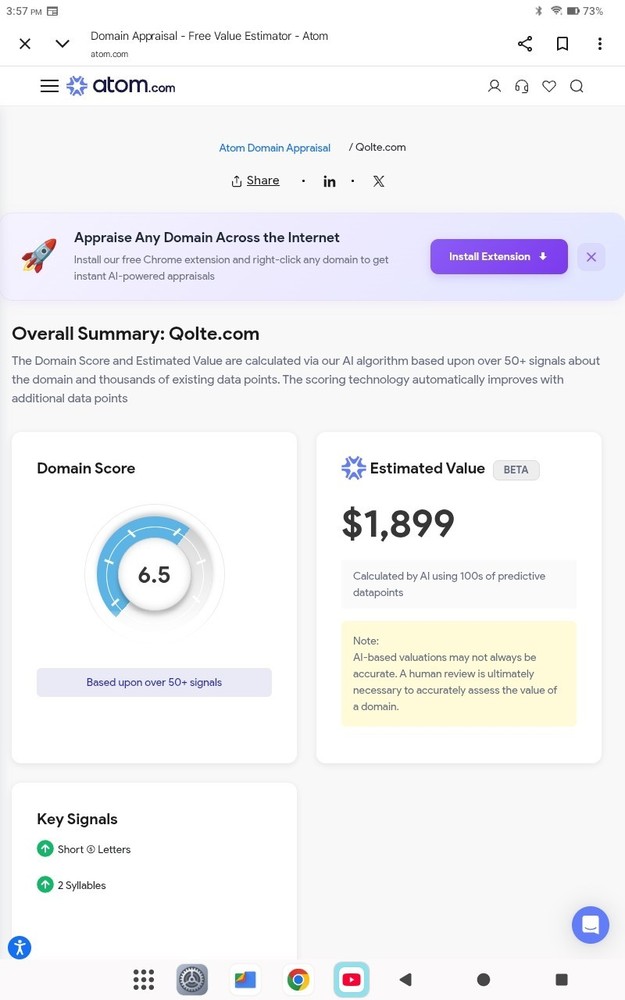 💥QOLTE.COM DOMAIN NAME ESTIMATED VALUE IS $1900.00 AT ATOM